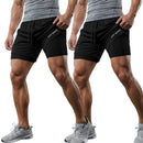 KIT 4 ou 2 Bermudas 2 em 1 Masculina SPORT de Compressão para Treino Dry Fit 3 bolsos